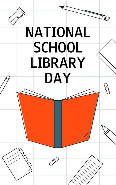 National School Library Day April 4 Vertical Banner Greeting Card