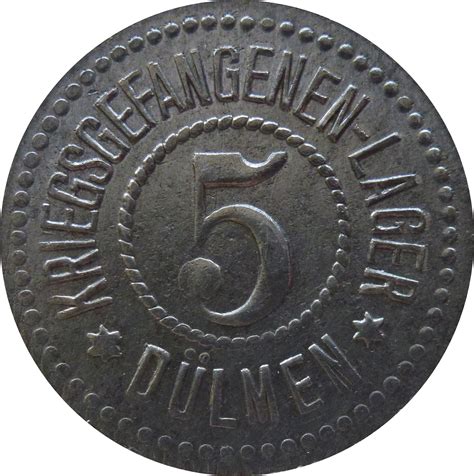 5 Pfennig Dülmen Kriegsgefangenen Lager Ville de Dülmen monnaie