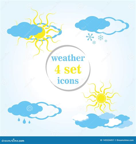 Set Of Four Weather Icons Stock Vector Illustration Of Background