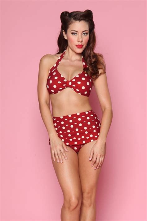 50s Classic Polka Bikini In Red And White