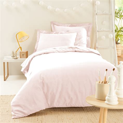 Housse de couette percale de coton 140 x 200 cm Cali Rose poudré