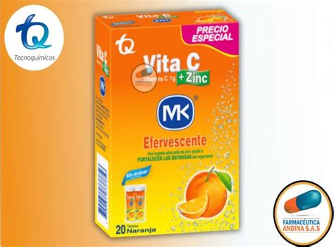 Vitamina C Naranja Zinc Efervescente Frasco X Tabletas Gratis