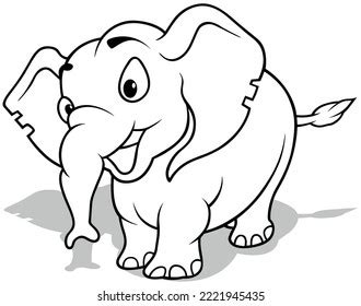 Drawing Cute Elephant Smiling Cartoon Illustration Stock Vector ...