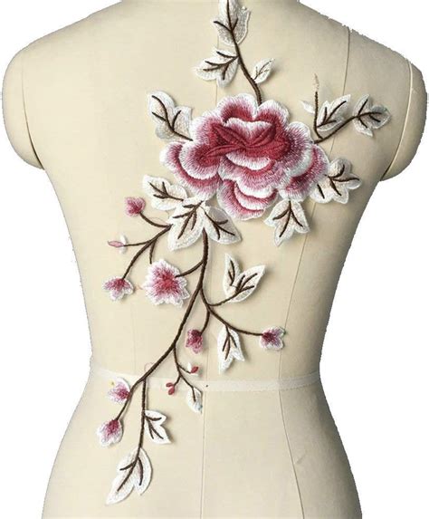 Amazon Large Peony Embroidered Flower Patches Sew On Iron On