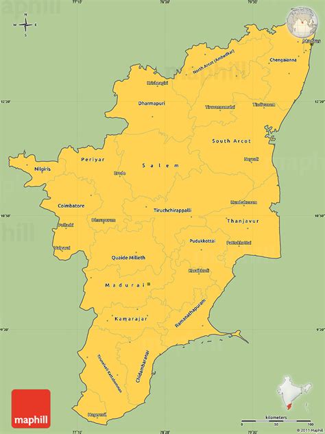 Savanna Style Simple Map Of Tamil Nadu Cropped Outside