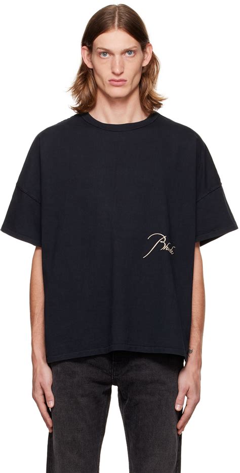 Rhude SSENSE UK Exclusive Black Reverse T Shirt SSENSE