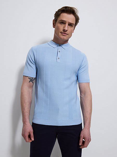 Neutral Wave Textured Polo Top Men George At Asda