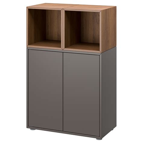 Eket Cabinet Combination With Feet Dark Grey Walnut Effect Ikea