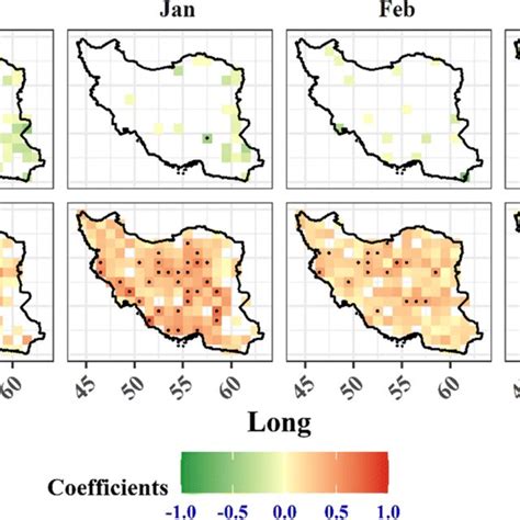 Spatial Distribution Of Monthly Negative Top Row And Positive Bottom