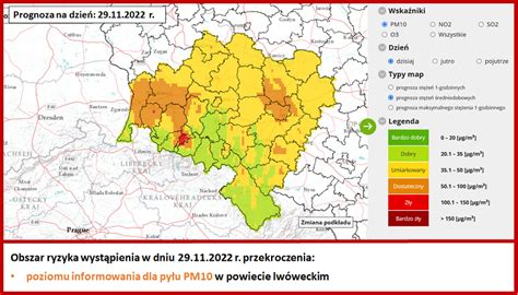 Ryzyko przekroczenia poziomu informowania dla pyłu PM10 LIFE