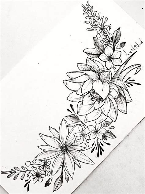 35 Cool Easy Whimsical Drawing Ideas Tiny Flower Tattoos Drawings ...