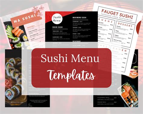 Sushi Menu Templates Printable Canva Template For Restaurants Bars Food Truck Sushi Wedding Menu