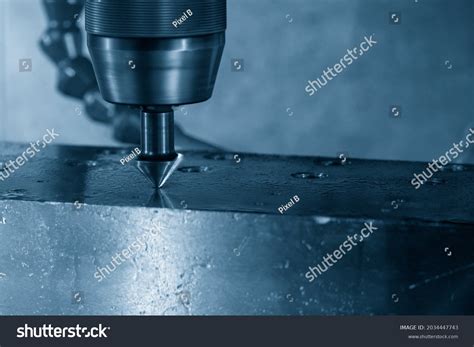 Hole Chamfering Process By Chamfer Tool Stock Photo 2034447743