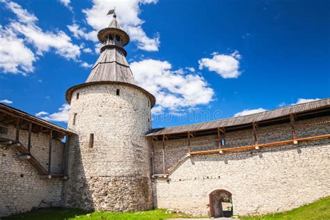 Tower And Walls Of Old Fortress Kremlin Of Pskov Stock Image Image