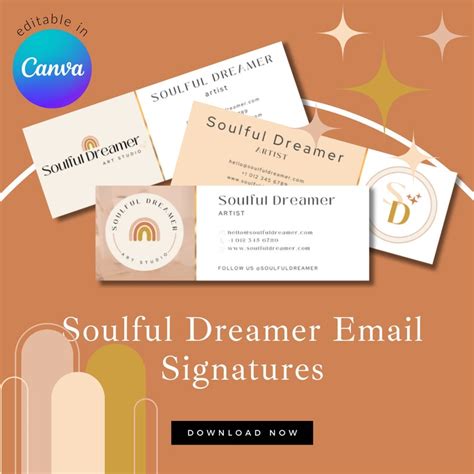 Email Signatures Template Canva Template Boho Color Palette Editable Email Signatures