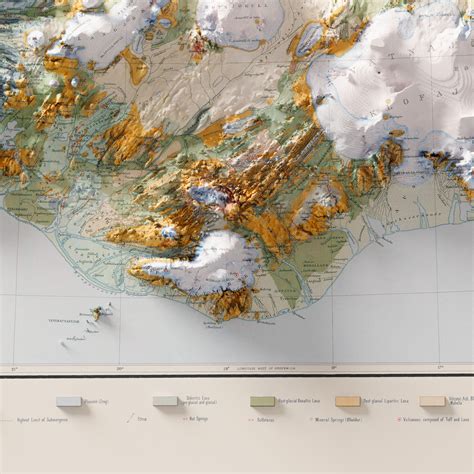 Geolog A De Islandia Vintage Mapa De Relieve Sombreado Etsy Espa A