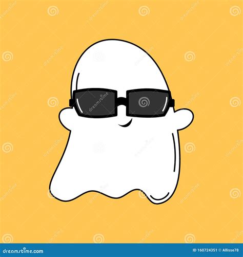 Cute Cartoon Cool Ghost With Sunglasses Funny Halloween Vector Illustration Stock Vector