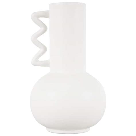 Litton Lane White Ceramic Decorative Vase With Varying Shapes And Wavy