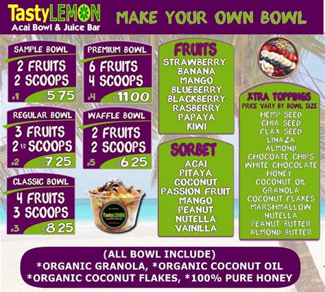 Photo Of Tasty Lemon Acai Bowl And Juice Bar Kissimmee Fl United States Page 1 Juice Bar