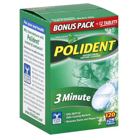 Polident Denture Cleanser Antibacterial 3 Minute Tablets Triple