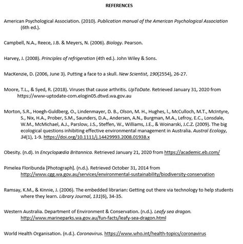 Apa Th Edition Reference Page Example Apa Style Report Th Edition