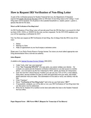 Fillable Online How To Request IRS Verification Of Nonfiler Fax Email