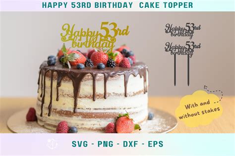 53rd Birthday Cake Topper, 53rd Birthday Graphic by Nele_Creative ...