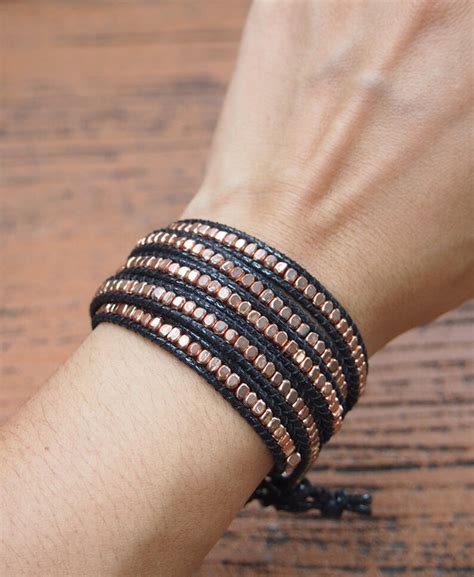 5 Keer Wrap Armband Roze Goud Verguld Metaal Kralen Boho Etsy