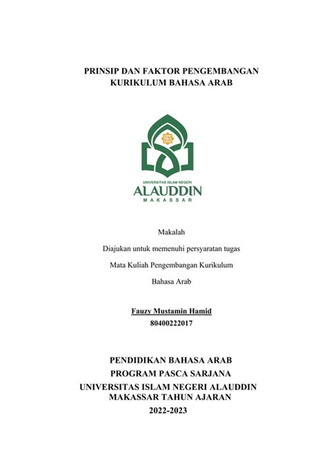 Prinsip Dan Faktor Pengembangan Kurikulum Bahasa Arab Pdf