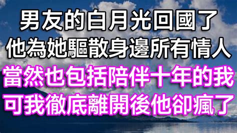 男友的白月光回國了，他為她驅散身邊所有情人，當然也包括陪伴十年的我！可我徹底離開後他卻瘋了！ 故事 一口氣看完 情感故事 家庭倫理