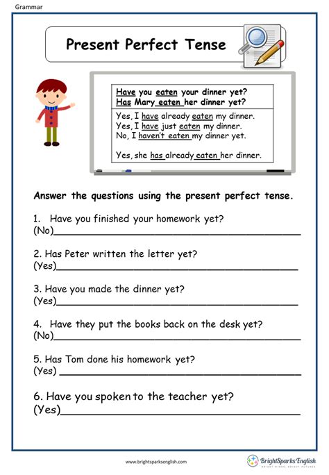 Present Perfect Tense Esl Grammar Exercises Test Worksheet Worksheets Library