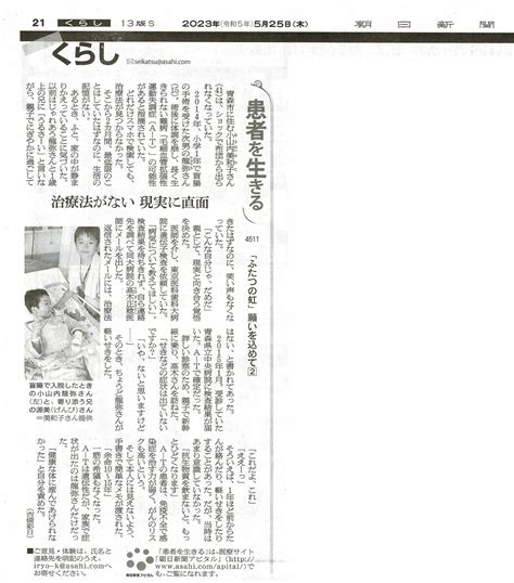 令和5年5月24～30日：新聞掲載情報 Npo法人ふたつの虹