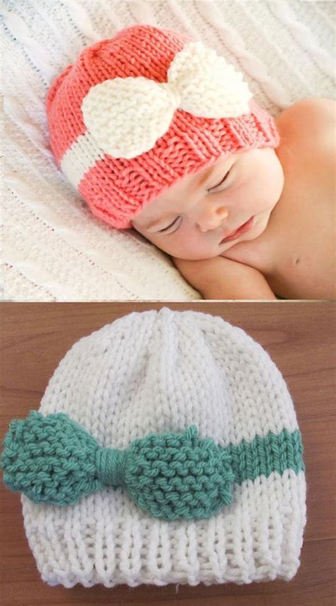 Twenty Something Granny Knitted Baby Bow Hat Baby Hats Knitting