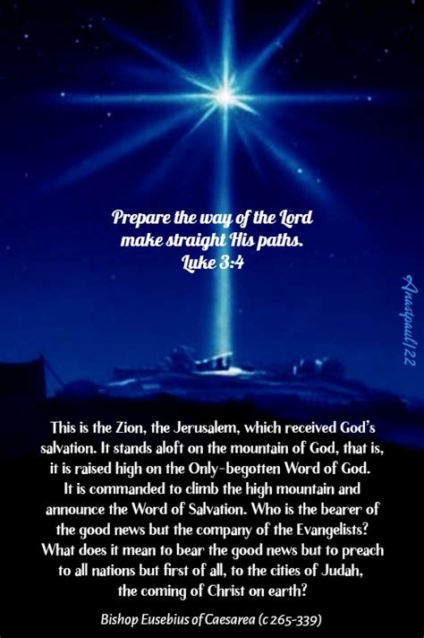 One Minute Reflection – 17 December – Prepare the way of the Lord make straight His paths ...