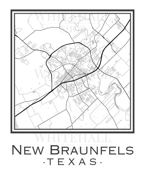 New Braunfels Texas Map Digital Download Etsy