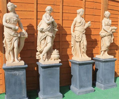 4 Season Statues With Optional Classic Plinths Stone Garden Ornaments And Garden Statues In Uk