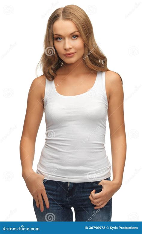 Woman In Blank White T Shirt Stock Image Image Of Gorgeous Beauty