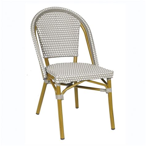 Chaise De Terrasse PARIS Tressage Gris Et Blanc