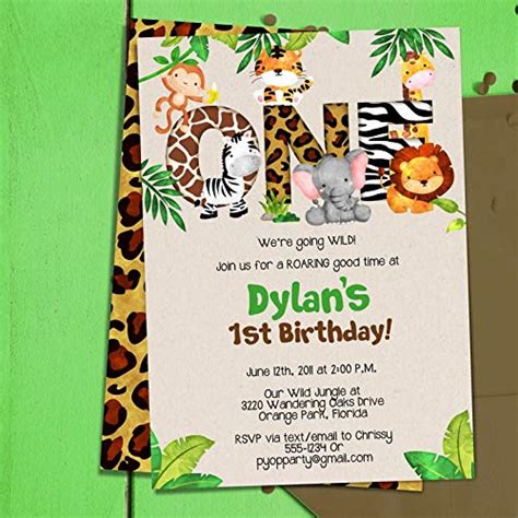 Anshy Creation Jungle 1st Birthday Party Invitation Template Jungle