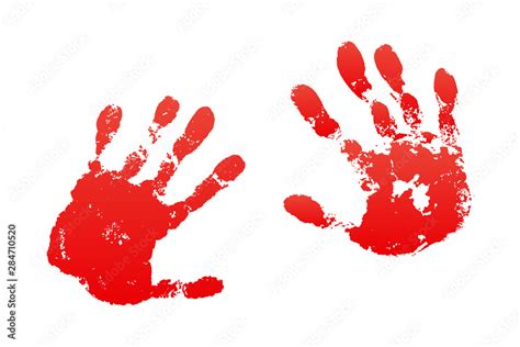 Bloody Hand Print Isolated White Background Horror Scary Blood Dirty