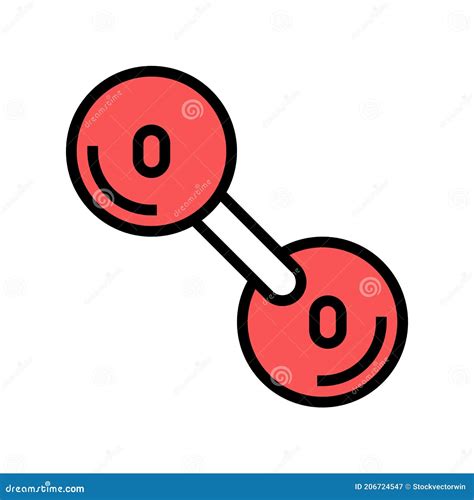 Oxygen Molecule Color Icon Vector Illustration Stock Illustration