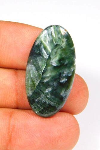 100 NATURAL SERAPHINITE OVAL CABOCHON LOOSE GEMSTONE 34x18x5MM 26 CT