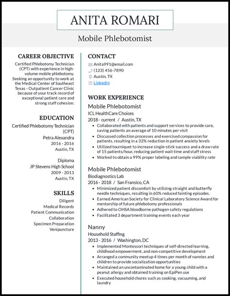 Phlebotomy Resume Templates Prntbl Concejomunicipaldechinu Gov Co