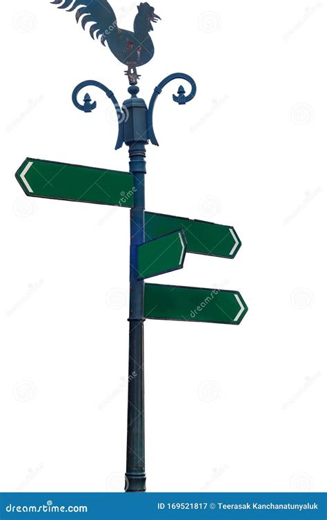 Blank Green Direction Signpost 4 Arrows Stock Image Image Of Post