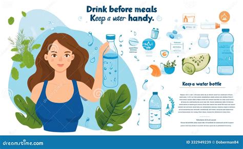 Infographic Illustrating Hydration Concepts With A Woman Holding A