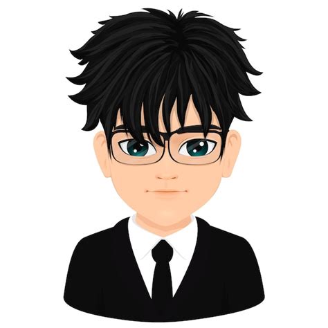 Premium Vector | Portrait of young anime male student with straight ...