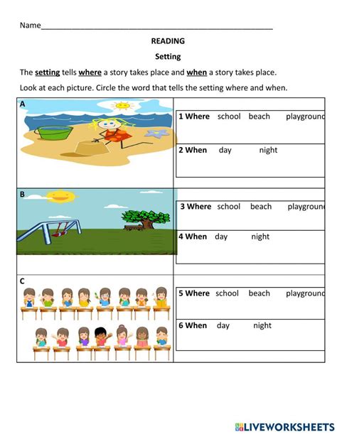 Story Elements Setting Worksheet Live Worksheets Worksheets Library