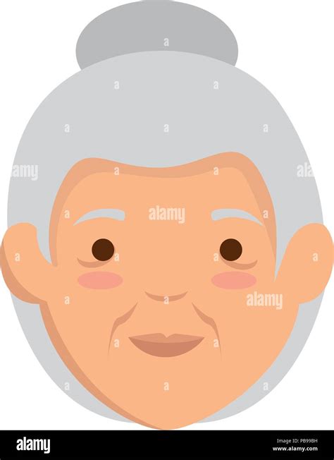 Cute Grandmother Head Avatar Character Vector Illustration Design Stock