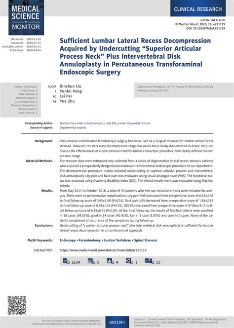 (PDF) Sufficient Lumbar Lateral Recess Decompression Acquired by ...