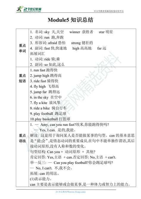 外研版（三年级起点）四年级上册英语第五模块学案 21世纪教育网